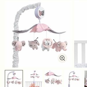 Charming Pink and Gray Animal Crib Mobile